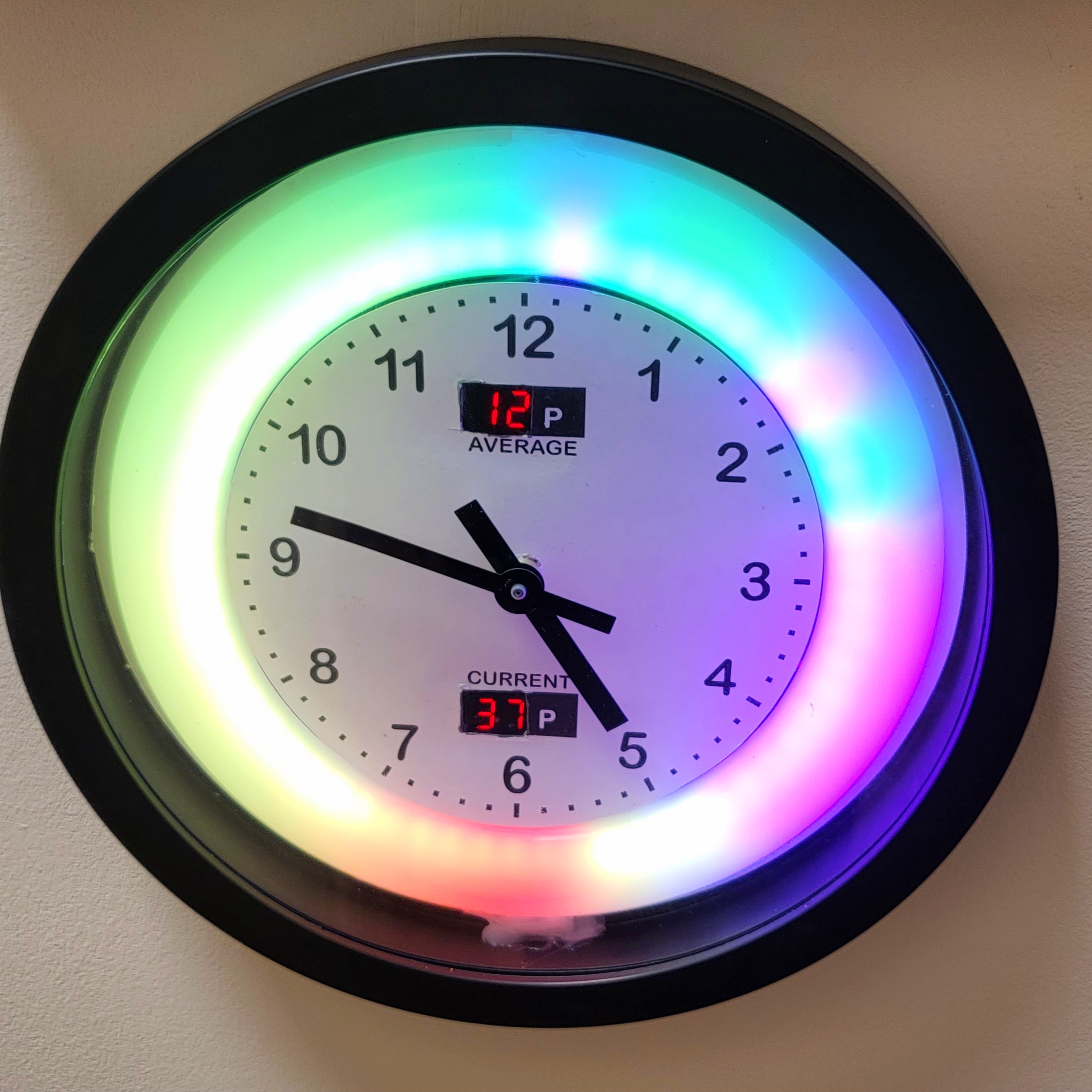 Clock interface showing purple blocks for negative electricity rates